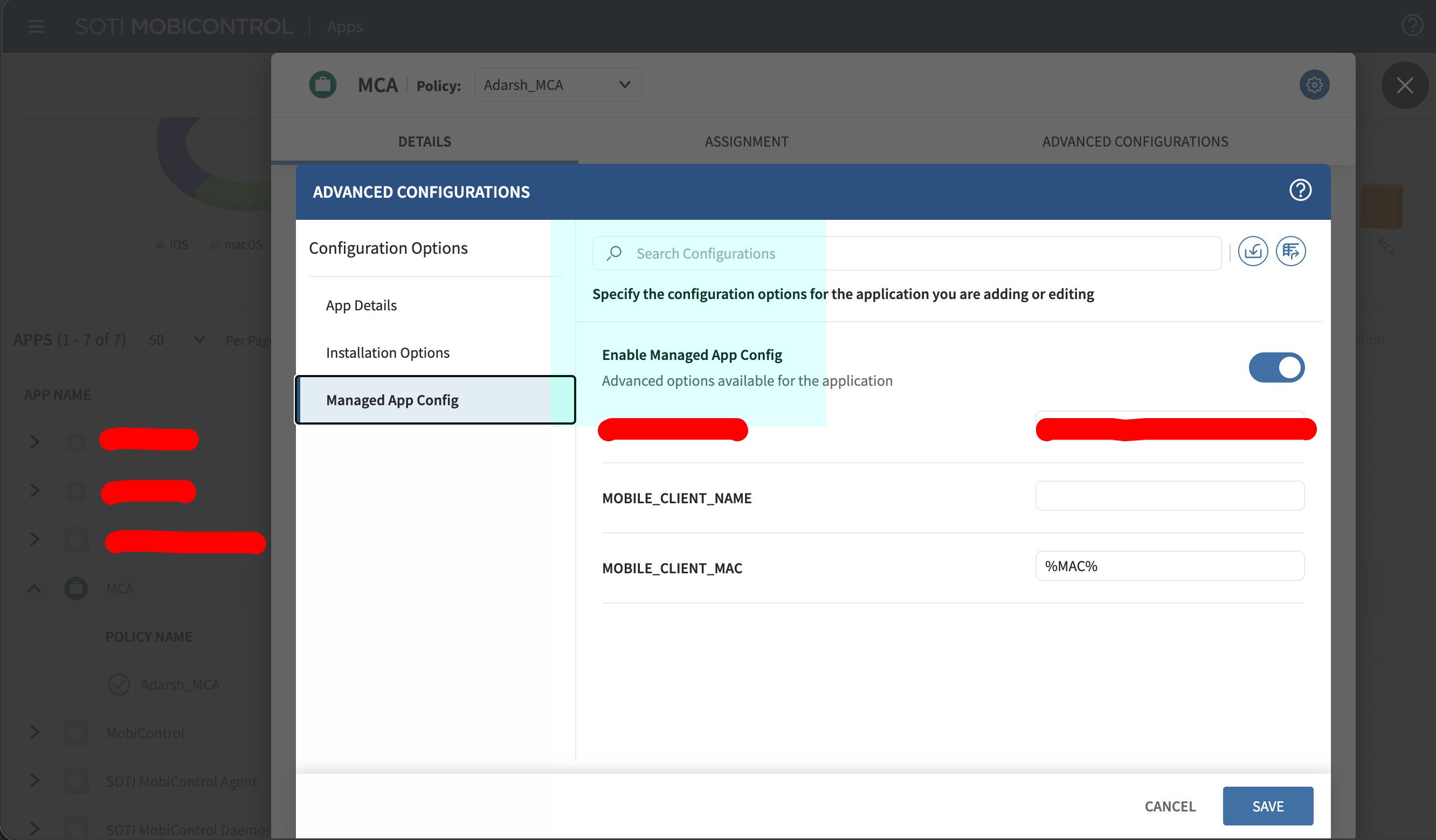 Managed App Config for client MAC address