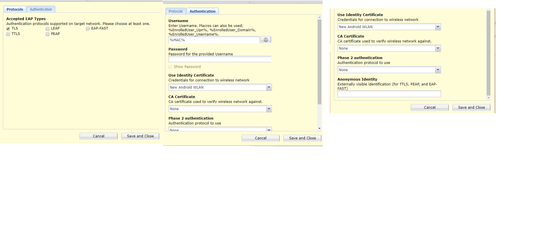 My WLAN config for Android enterprise devices.