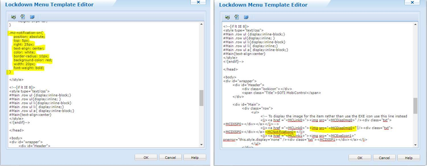 Machine generated alternative text:
Lockdown Menu Template Editor
cli>ca hrs_f -
. mc-notification-on{
position: absolute;
top: 5px;
right: 25px;
text-align: center;
color: white;
border-radius: IOpx;
background-color: red;
width: 20px;
font-weight: bold;
c/stylez
It IE
cstyle
*Main .row ul {display:inline-block;}
*Main .row }
*Main .row ul
*Main .row ul display:inline;}
*Main .row ul display. inline-block;}
c/stylez
c/head>
c body—
cdiv
cdiv
Lockdown Menu Template Editor
cstyle
*Main .row ul {display:inline-block;}
*Main .row }
*Main .row ul
*Main .row ul display:inline;}
*Main .row ul display:inline-block;}
•style—
c/head>
c body—
cdiv
cdiv
cdiv
span
c/div>
cdiv id="Main"
cdiv
e-- To display the image for the item rather than use the EXE icon use this line instead
cli>ca hrs_f />Cdiv
< / div > < / a
cli>ca hrs_f
< / div
<div class="
c/ul>