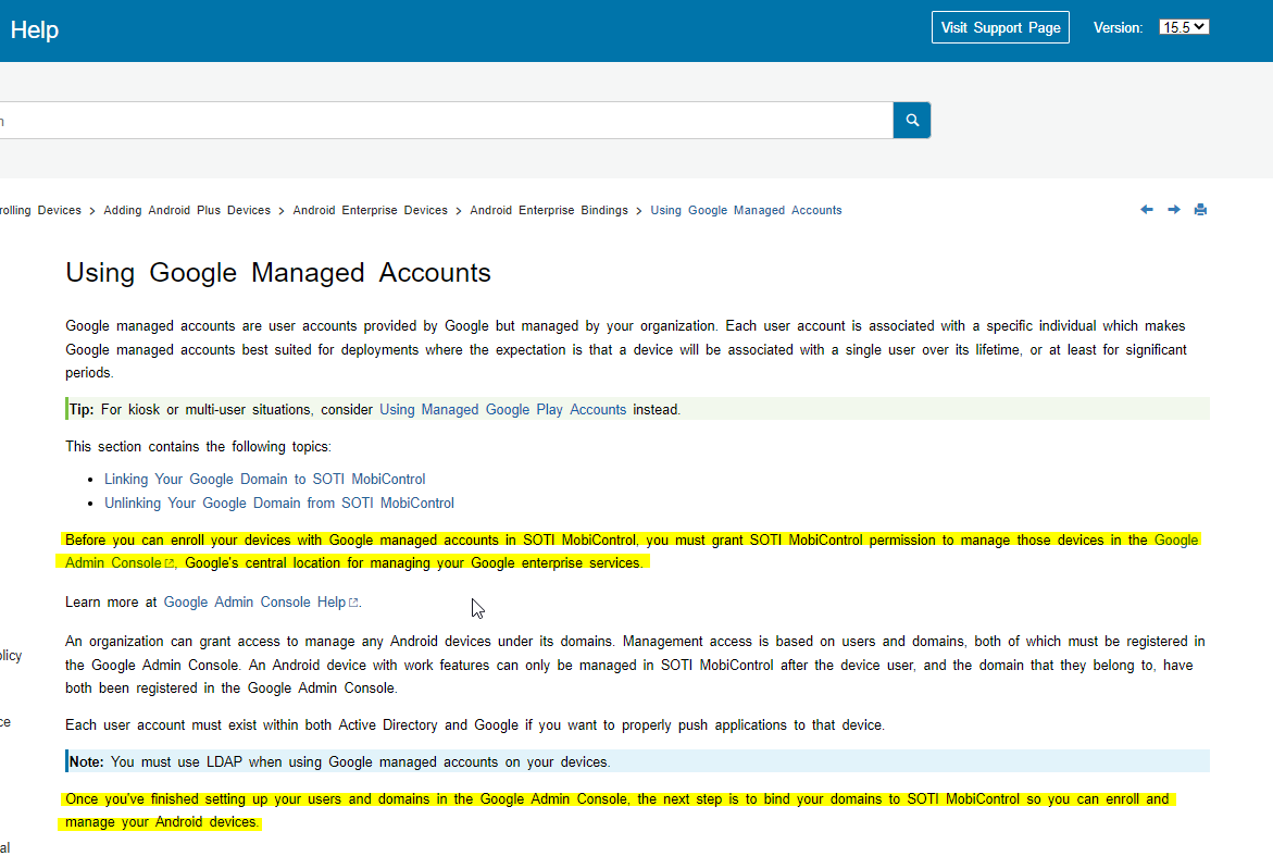 Using Google Managed Accounts