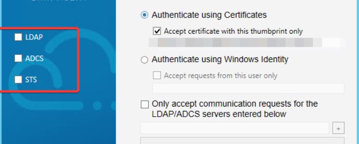 Cannot check LDAP and ADCS boxes