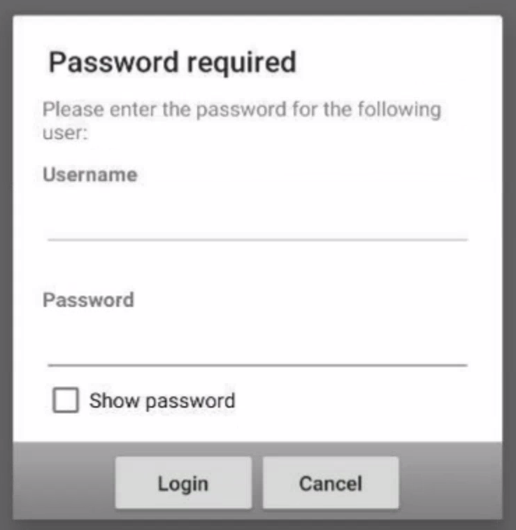 username and password