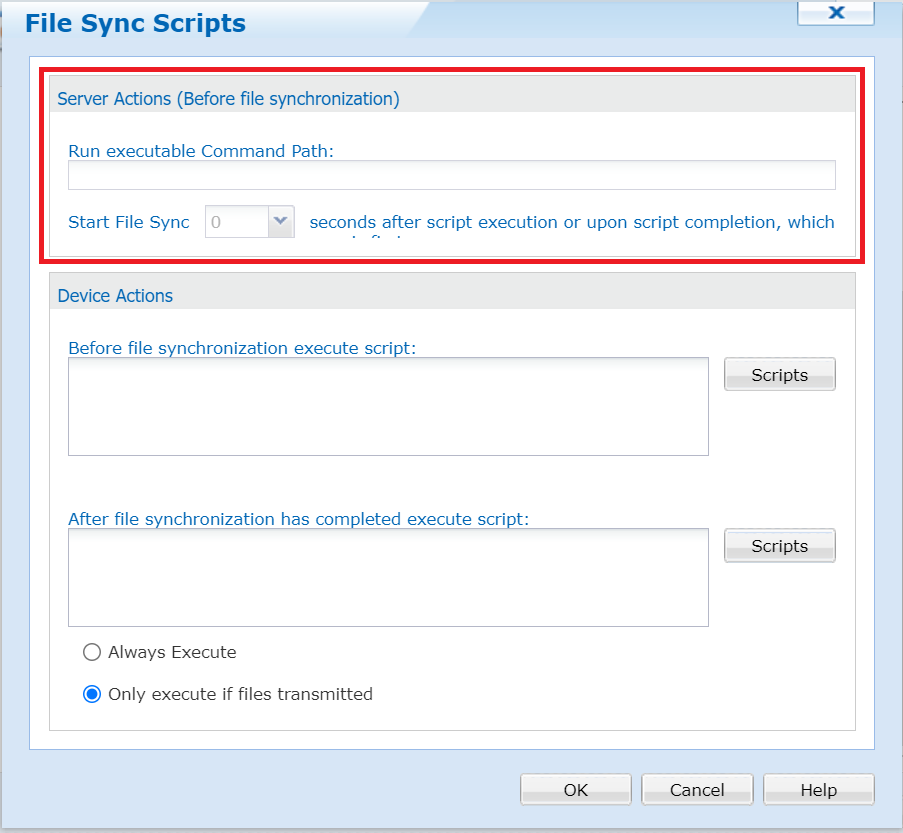 Server Actions - File Sync Rules