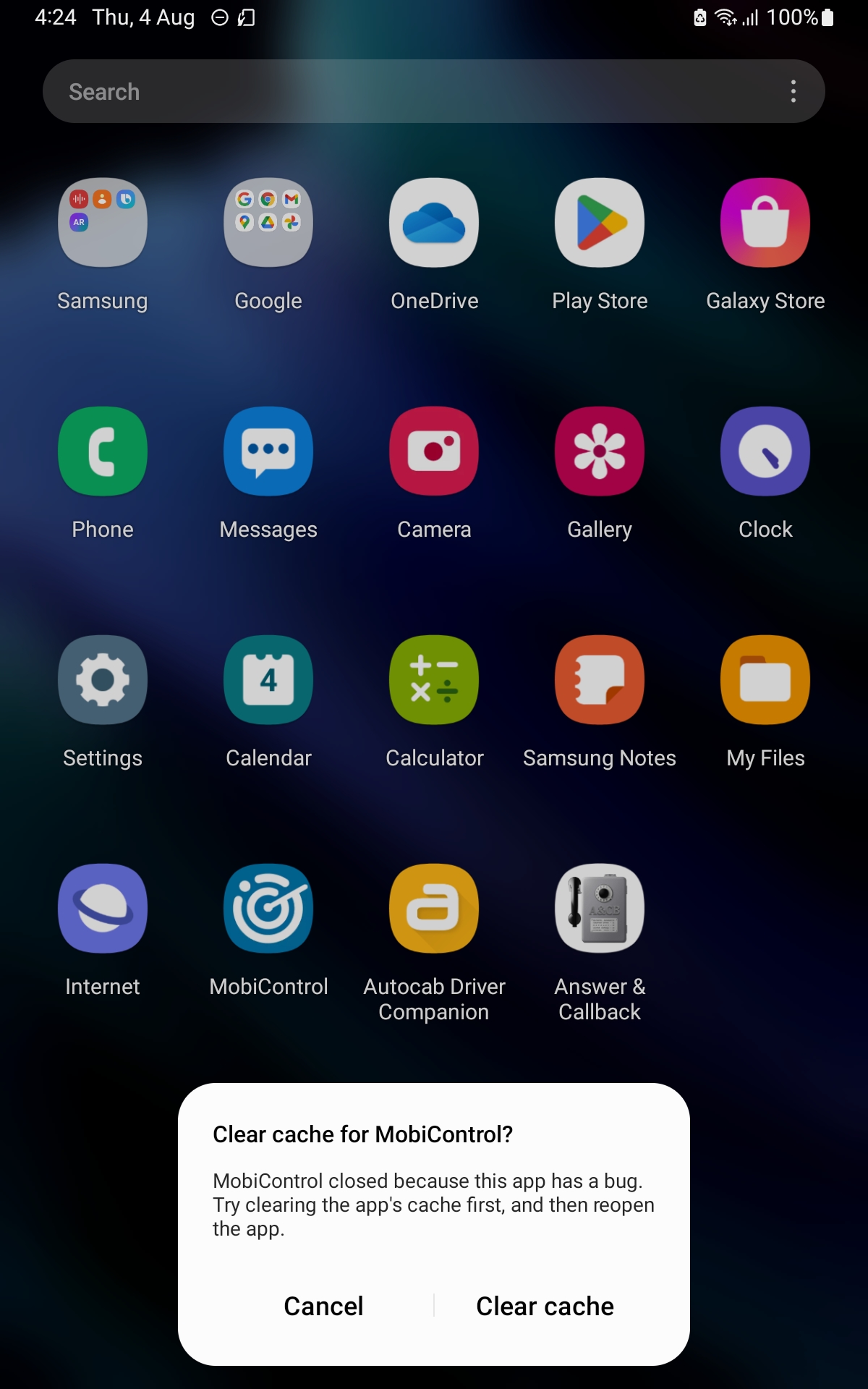 Clear Mobicontrol Cache