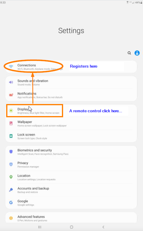Samsung Galaxy Tab S4 remote control issue