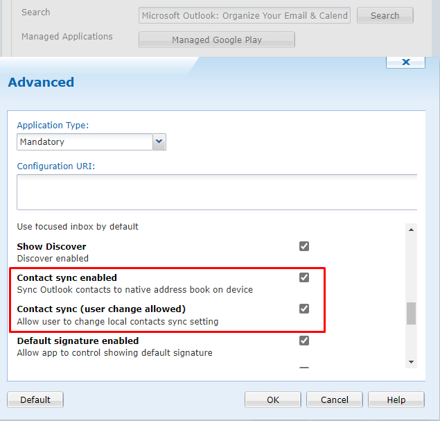 Application Catalog Advanced Settings