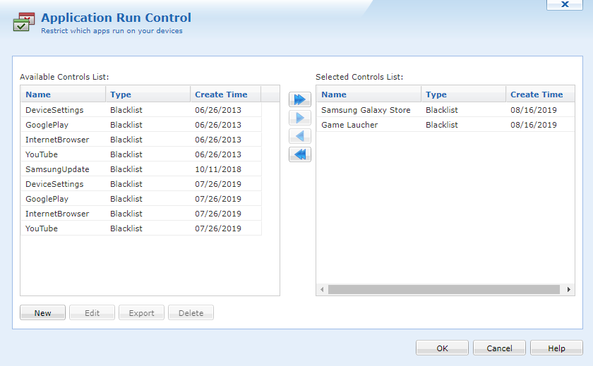 Application Run Control